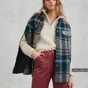 Anthropologie Andersen & Lauth Plaid Capelet Poncho Coat EUC